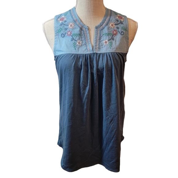 Sherpa - Shaanti Embroidered Blue Tank Top Size Medium New With Tags - Picture 6 of 9